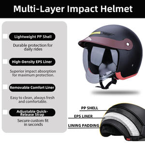 <span class=keywords><strong>Casco</strong></span> de Motocicleta al por Mayor de Fábrica, <span class=keywords><strong>Casco</strong></span> Ligero de Media Cara, Estilo Vintage Retro para Hombre - Product Image 4