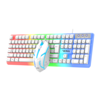 Clavier et Souris Gaming Filaire USB VONN VON350 Rétroéclairé LED, 104 Touches Pleine Taille, Étanche, pour PC de Bureau - Vente en Gros Usine