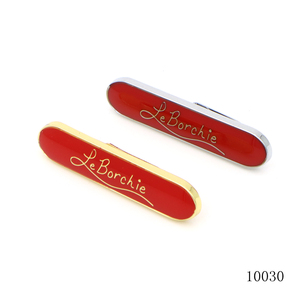 Placa de Metal Esmaltada Roja <span class=keywords><strong>para</strong></span> Bolsos de Cuero de Mujer, Placa con Nombre Personalizable con Ribete Dorado/Plateado - Product Image 1