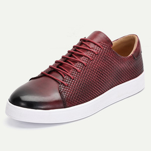 Sneakers en cuir véritable pour homme, bout rond, lacets, semelle extérieure en caoutchouc respirant, toutes saisons, semelle intermédiaire en EVA - Product Image 5