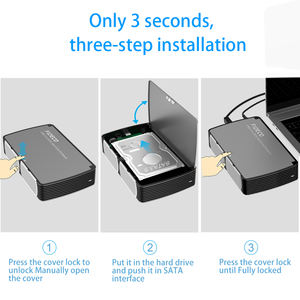 FIDECO铝制防抱死制动系统通用串行总线3.0 3.5英寸，带风扇开关<span class=keywords><strong>2</strong></span>.5 3.5英寸22TB硬盘固态硬盘外罩SATA硬盘驱动器盒 - Product Image 2