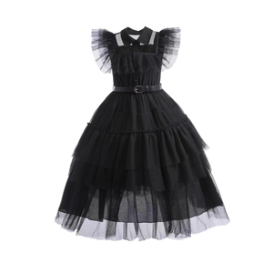ハロウィン テレビ＆映画コスチューム ブラック メルリナ ゴシックドレス カーニバル コスプレ ガールズ ドレスアップ 衣装 ベルト付き パーティーショー 子供用 - Product Image 4