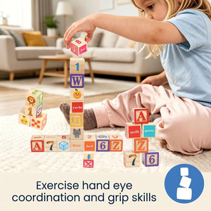 Bloques de Madera para Apilar con el Alfabeto <span class=keywords><strong>ABC</strong></span> para Niños Pequeños, Juego de Construcción de Números y Letras, Juguetes Educativos de Rompecabezas para Niños de 1 a 3 Años - Product Image 2