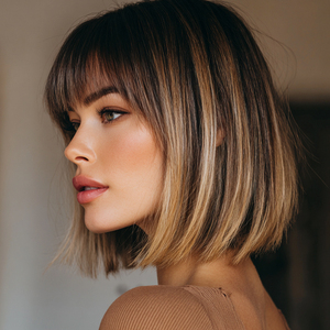 วิกผมบ๊อบสั้นตรงแบบไล่สีน้ำตาลอ่อน ทนความร้อน สำหรับสุภาพสตรี-SM7253 จากโรงงาน - Product Image 6