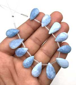Gema de ópalo azul Natural, cuentas de Briolette con forma de pera facetadas, joyería artesanal, piedra de alta calidad, 12 piezas - Product Image 4