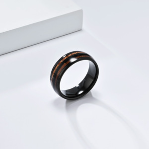Wood Grain Tungsten Steel <b>Ring</b> Band Double Groove Unisex <b>Couple</b> Wedding <b>Ring</b> Geometric Design K-T052 - Product Image 4