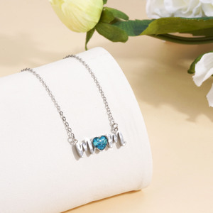 Día DE LA MADRE inicial mamá collar corazón naturaleza piedra mamá colgante collar el mejor regalo <span class=keywords><strong>para</strong></span> madre - Product Image 2