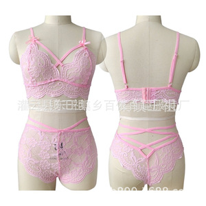 Ensemble de lingerie sexy pour femmes, soutien-gorge en dentelle et string taille basse, noir, deux pièces - Product Image 4