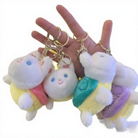 Porte-clés en peluche 3D tortue et lapin, pendentif pour sac, jouet mignon et amusant, décoration de sac à dos