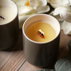 Gran oferta, cera, estilo novedoso, lado del mar aromático, Etiqueta Privada, forma de cilindro de fondo redondo, decoración de Festival, <span class=keywords><strong>velas</strong></span> aromáticas de cerámica - Product Image 2
