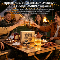 Kit de fumage portable 4-en-1 pour copeaux de bois, infuseur à fumée, kit de fumage pour cocktails avec torche, accessoire de bar pour le camping et la randonnée