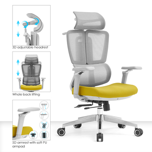 <span class=keywords><strong>Chaise</strong></span> <span class=keywords><strong>de</strong></span> <span class=keywords><strong>bureau</strong></span> ergonomique moderne <span class=keywords><strong>de</strong></span> haute qualité en maille, pivotante, avec accoudoirs réglables et base en aluminium - Origine Sichuan - Product Image 2