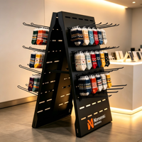 Großhandel A-Rahmen Freistehender Metall-Hakenständer Doppelseitiger Verkaufsstand für Socken, Tierbekleidung und Kleinwaren