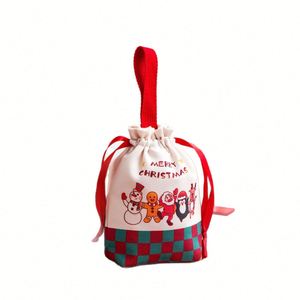 Customized Christmas Canvas Drawstring Storage Bags Handheld Feature for Festival Decoration Business <b>Gift</b> Packaging Featuring - Product Image 1