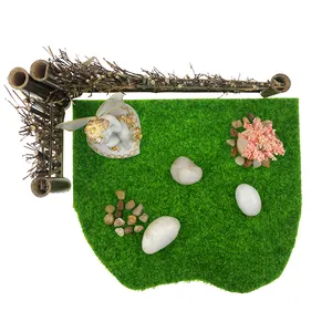 Peri Malaikat Zen Taman Buatan, Miniatur Rumput Buatan Meja Taman Zen dengan Pagar