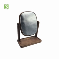 Miroir de courtoisie de table minimaliste en bois de noyer et cloisonné
