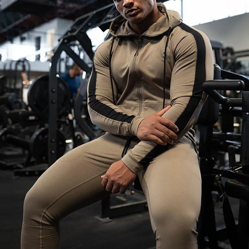 Ensemble de survêtement 2 pièces à fermeture éclair, personnalisé, marque privée, combinaison de luxe, Sport, Gym, Jogging, survêtement uni pour hommes