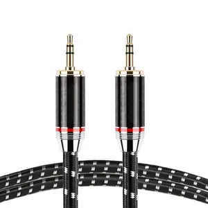 High end hifi Jack 3.5mm ses kablosu naylon örgü telefon MP3 araba kulaklık için 3.5mm araba AUX kablosu hoparlör