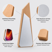 Trofi Kristal Kayu Kustom Alas Kayu Solid Sisipan Akrilik Seri Pola Logo Cetak OEM Pabrik Langsung MOQ Rendah Grosir