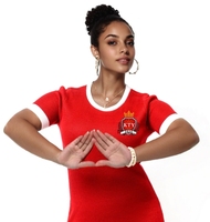 Cardigan Robe Pull en Maille Décontracté à Manches Courtes et Flexibles avec Emblème Brodé Personnalisable pour la Sororité Zeta Phi Beta