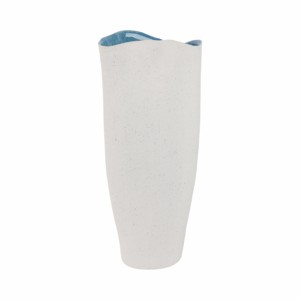 Vaso in ceramica testurizzata bianco e blu, grande vaso decorativo per fiori, per soggiorno, decorazioni per la casa in stile costiero - Product Image 1