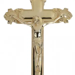 Gold High Quality Plastic Jesus Funeral Cross Coffin Accessories PJ-03