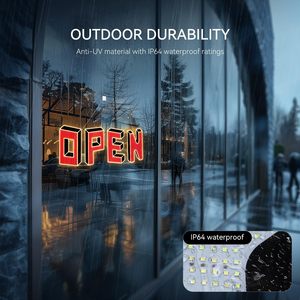 Open Sign 48 X 16 Inch <b>Red</b> <b>LED</b> <b>Light</b> Up With Remote And App Control Dimmable Brightness For Store Front Display - Product Image 5