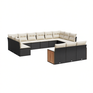 Black And Cream Garden <b>Sofa</b> <b>Set</b> With Cushions Outdoor Furniture Contemporary Design Waterproof PE Rattan - Product Image 1