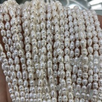 Perles d'eau douce naturelles blanches en vrac, qualité A, 3,5-4 mm, brins de 16 pouces