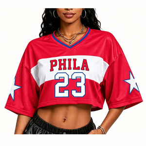 <span class=keywords><strong>Maillot</strong></span> de supporter personnalisé rapide avec nom et numéro pour femme, coupe oversize, LeBron James, Phila <span class=keywords><strong>76ers</strong></span> 2026, style crop top - Product Image 4
