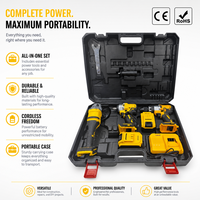 Perceuse sans fil jaune industrielle, meuleuse d'angle, clé à chocs, batterie Li-ion, 2 batteries, kit combiné d'outils électriques 3 en 1