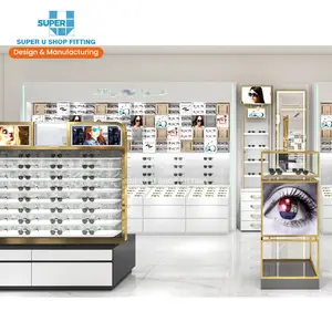 Trendy Wooden Sunglasses Store Decoration Storage Gasses Shop Furniture Custom Optical Shop Interior Design