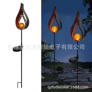 Lampe solaire décorative d'extérieur en fer forgé à LED, résistante à l'eau, portable, pour jardin - Product Image 1