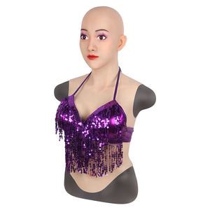 Máscara humana de silicona realista personalizada de Halloween con máscara facial femenina de pecho para travesti transgénero Drag Queen Sissy Party - Product Image 4