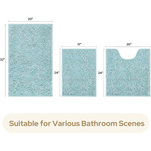 Bathroom Rugs Set Absorbent Chenille Polyester Bath Mats Plush Non-Slip <b>Thick</b> Home Use - Product Image 3