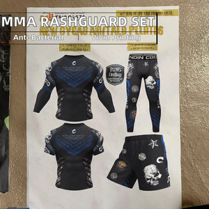 Wholesale Custom <b>Men's</b> MMA Training Set Rashguard and <b>Shorts</b> Pants <b>for</b> Fitness Jiu Jitsu Grappling and Fight Wear - Product Image 2