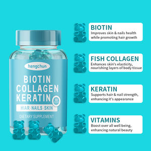 Bonbons vitaminiques au collagène multi marin de haute résistance Peptides de protéine de collagène halal végétalien Bonbons à la biotine pour les cheveux, la peau et les ongles - Product Image 2