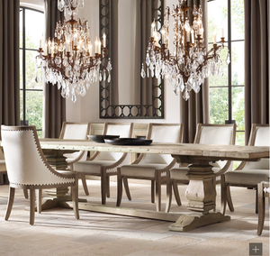 โต๊ะรับประทานอาหารแบบยืดได้ทรงสี่เหลี่ยมผืนผ้าทำจากไม้ช่วยกอบกู้ปรับแต่งได้สไตล์ประเทศฝรั่งเศส - Product Image 5