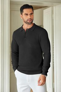 COOFANDY-Para <span class=keywords><strong>Hombre</strong></span>, Suéter de Manga Larga de Punto Ligero e Informal, <span class=keywords><strong>Camisa</strong></span> Polo <span class=keywords><strong>con</strong></span> Logotipo Frontal, Ropa Informal, Otoño - Product Image 2