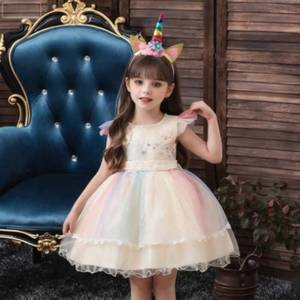 Robe de princesse licorne pour fille, robe bouffante en tulle pour enfants, idéale pour les fêtes d'anniversaire et le cosplay d'Halloween - Product Image 2