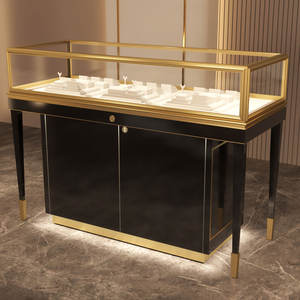 Vitrina de Exhibición de Joyería Negra Personalizada, Gabinetes de Vidrio con Iluminación LED, Diseño de Tienda de Joyería de Lujo - Product Image 5