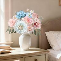 Fleurs artificielles rose nude dans un vase en verre, arrangement floral artificiel pour la décoration de la maison, centre de table de mariage, décoration de bureau