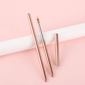 Ensemble de pinceaux à ongles professionnels pour salon, poils plats, style 3D, manche en métal doux, support de stylo rose, logo personnalisé - Product Image 5