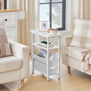 Narrow Nightstand with Charging Station, Small <strong>Skinny</strong> <strong>Bedside</strong> <strong>Table</strong> with Drawer, Slim Thin Bed Side <strong>Table</strong> for Small Spaces - Product Image 6