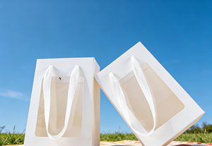 Caja Cuadrada Blanca Lisa con Ventana y Asa, Hecha de Cartón Blanco Grueso, Forro de Esponja, Embalaje Ecológico para Regalos - Product Image 5