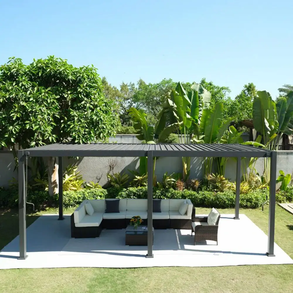 Vendita calda personalizzato bioclima feritoia kit per tetto in alluminio giardino gazebo per esterni parasole motorizzato pergola in alluminio impermeabile