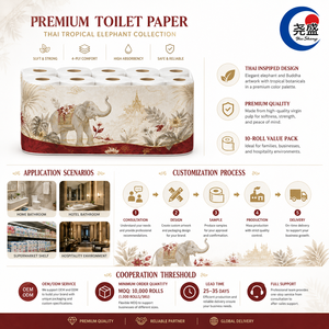 <span class=keywords><strong>Papier</strong></span> <span class=keywords><strong>toilette</strong></span> de luxe en vrac, doux, 3 plis, motif temple bouddhiste thaïlandais, Bodhi, éléphant, <span class=keywords><strong>lotus</strong></span>, palmier, fleur, emballage économique - Product Image 3