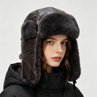 Sombrero de Aviador de Piel de Oveja Auténtica para Invierno, Cuero de Doble Cara, para Hombre y Mujer, Venta al Por Mayor Directa de Fábrica, con Soporte para Muestras