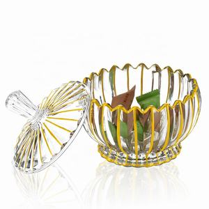 Tarro de cristal decorativo de mesa de diseño escandinavo de lujo con azucarero Sterak de línea dorada para boda - Product Image 3