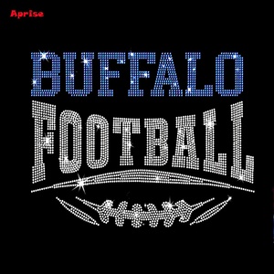 Diseños de transferencia térmica de diamantes de imitación termoadhesivos personalizados de cristal cuadrado con efecto brillante, con motivos de fútbol americano 'Let's Go' y 'Love Buffalo', para bolsos, al por mayor - Product Image 5